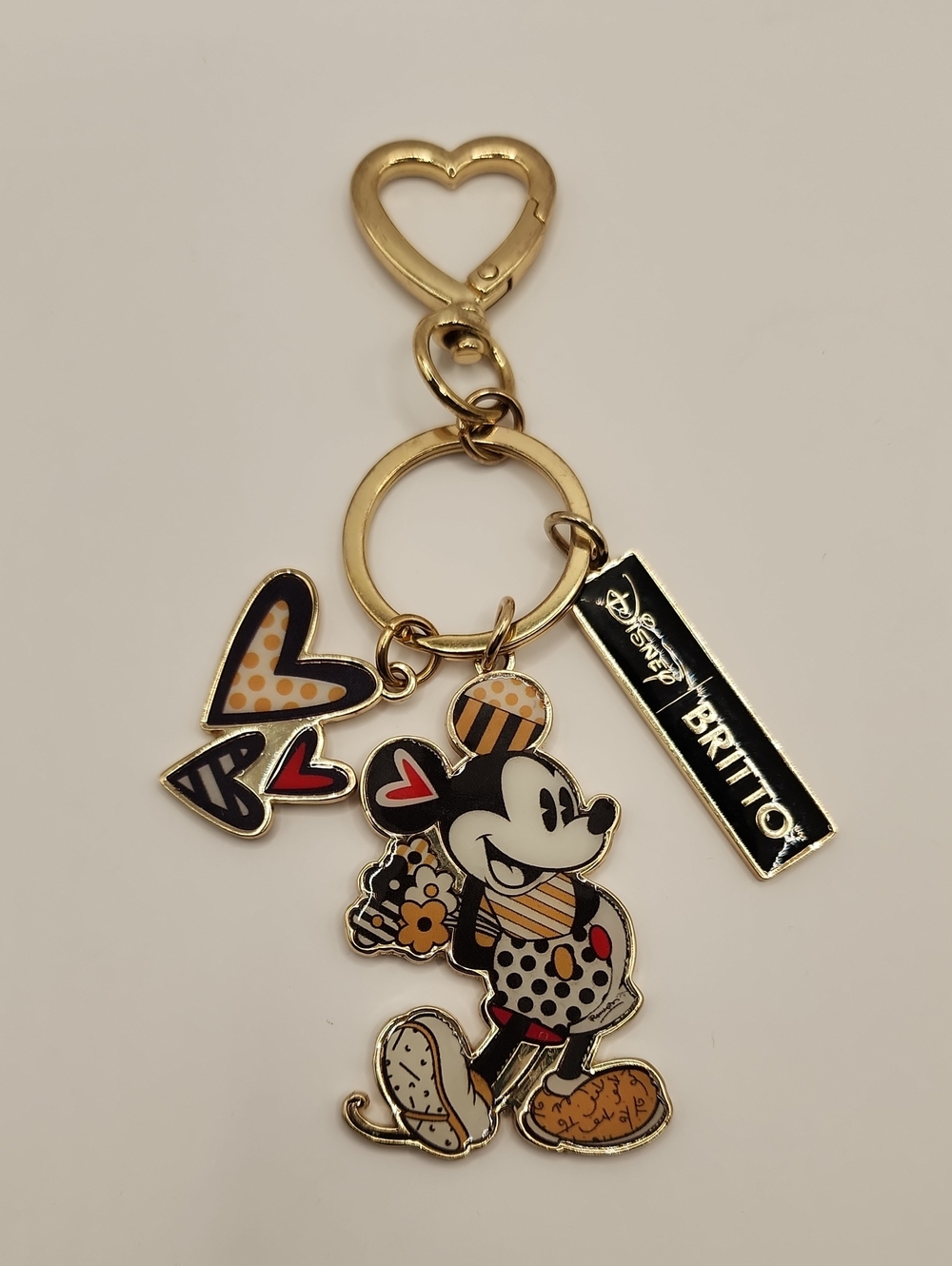 Disney BRITTO Multicolor Mickey Mouse Gold Tone Keychain Charm